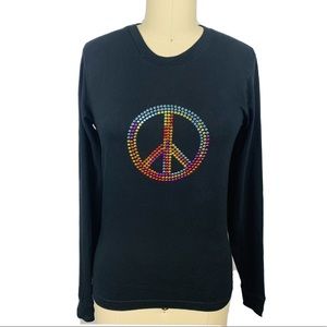 American Apparel Peace Rhinestud Embellished Shirt